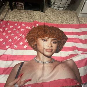 Pink and White Flag with Portrait